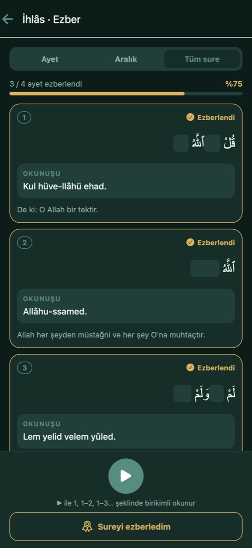 Ezber ekranı